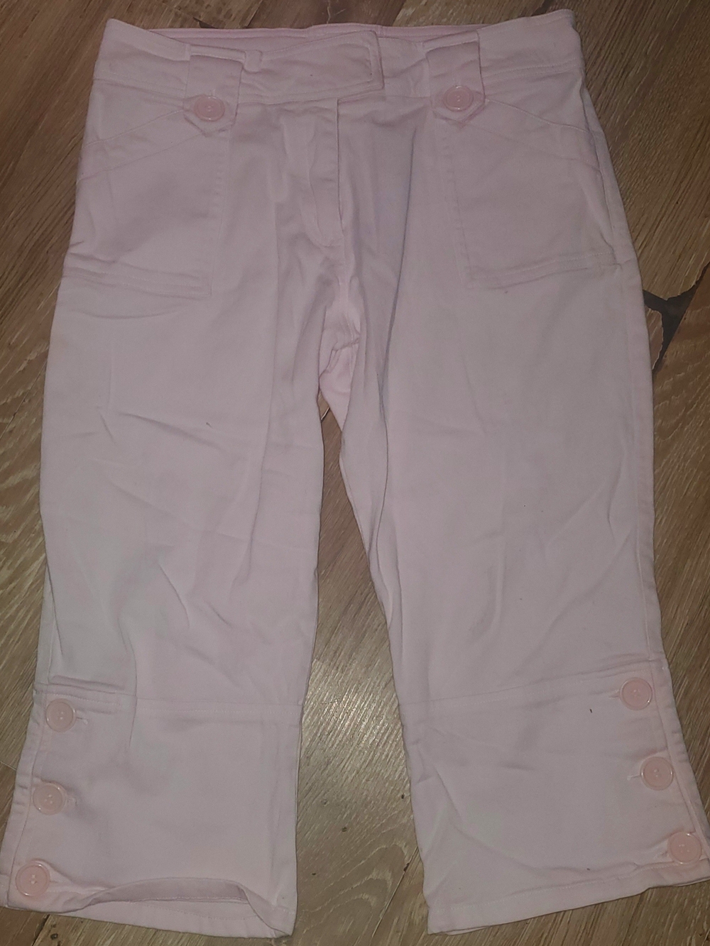 Womens Xhilaration Light Pink Button-Detail Capri Pants